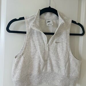 Nike Crop Sleeveless Half-Zip Top in Light Gray Heather